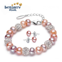 Nuevos diseños de la pulsera de la perla de la perla de la manera de la llegada 8-9m m